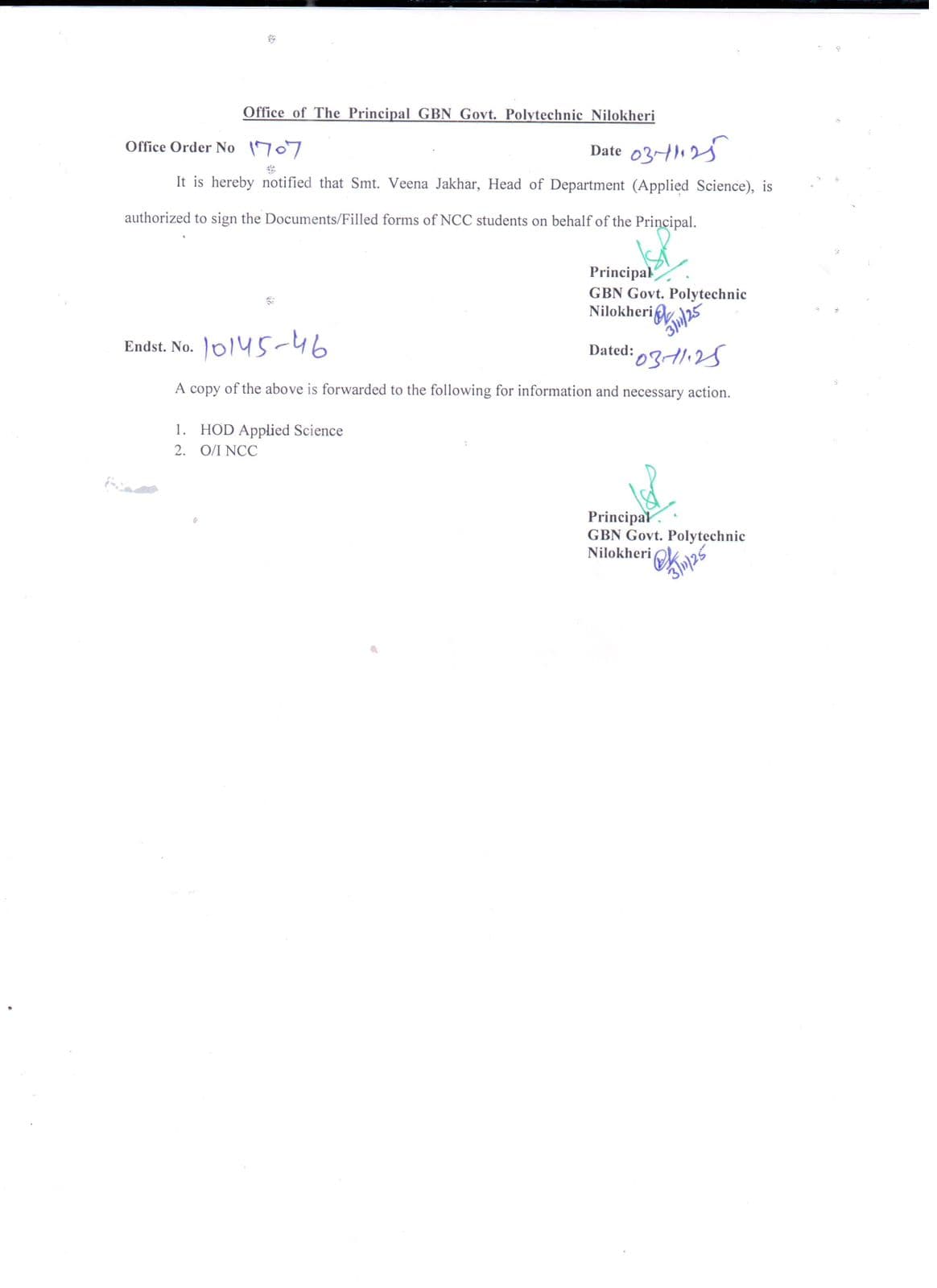Authorization for Signing NCC Documents