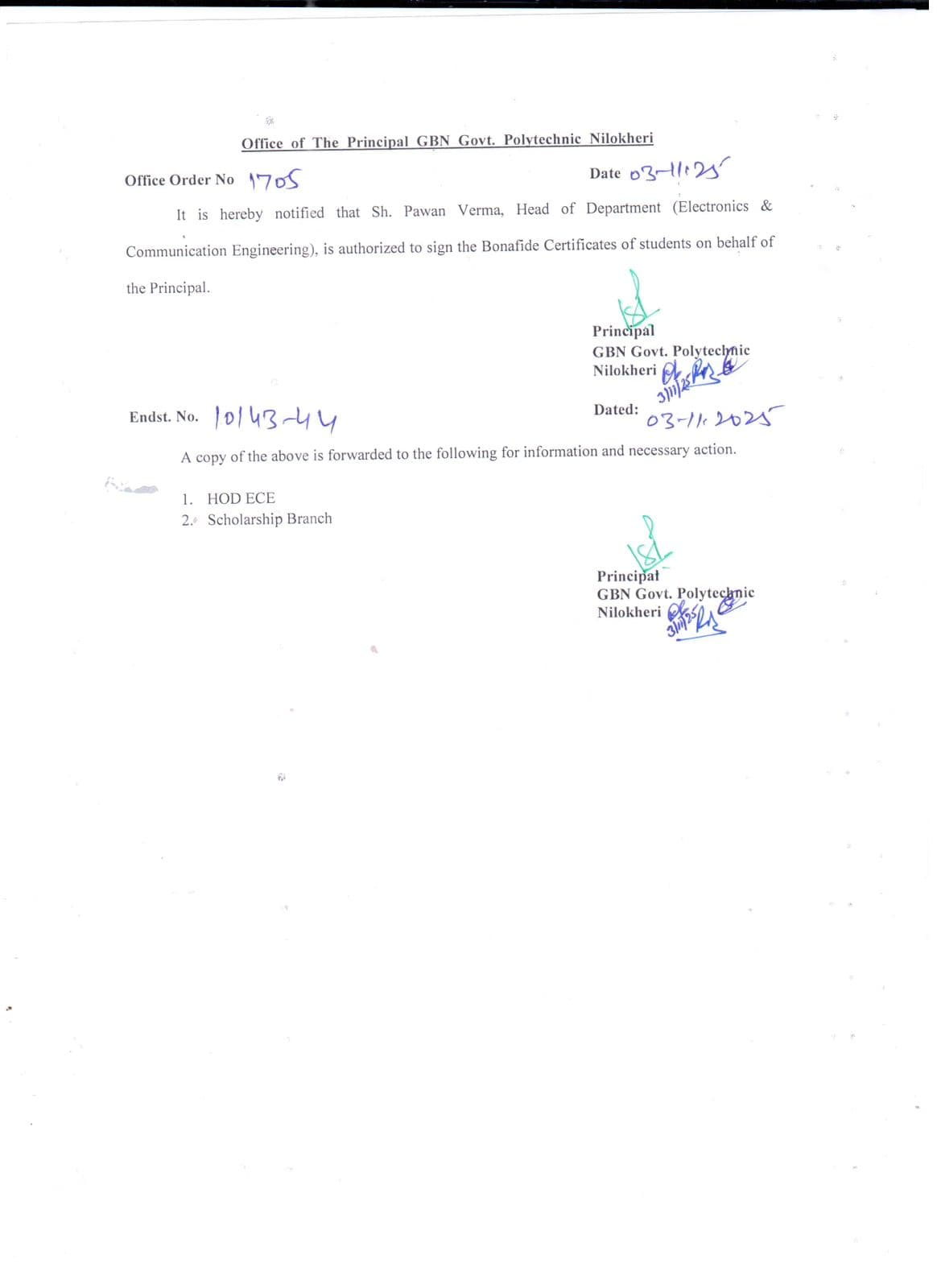 Authorization for Signing Bonafide Certificates
